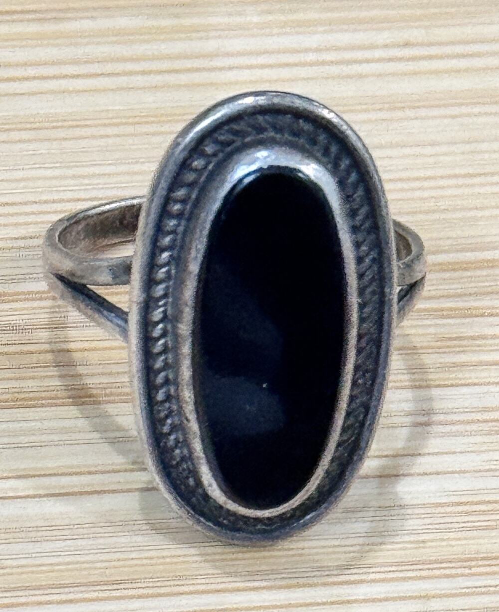 Vintage Native American Sterling Silver Black Onyx Ring Size 8.5 Signed Handmade